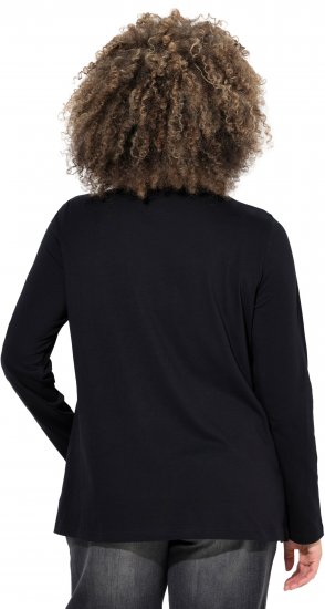 Ulla Popken Holiday Long Sleeve Graphic Tee Black - Tryckta T-shirts för dam i stora storlekar - 