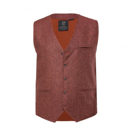 JP1880 Tweed Waistcoat Wool Brick Red - Västar - Västar i stora storlekar