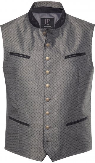 JP1880 Vest Traditional With Embroidery Silver - Trachten & Oktoberfest - Oktoberfestkläder i stora storlekar (Trachten)