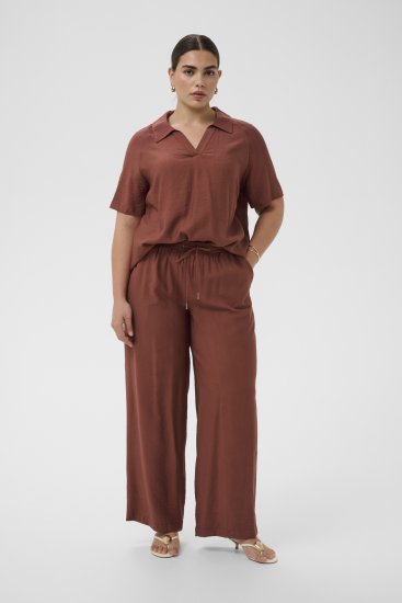 Kaffe Curve Emilia Wide Pants Henna Brown - Byxor - 