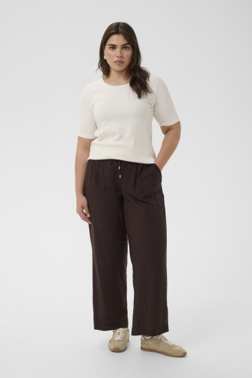 Kaffe Curve Mille Wide Pants Coffee Brown - Tygbyxor - 