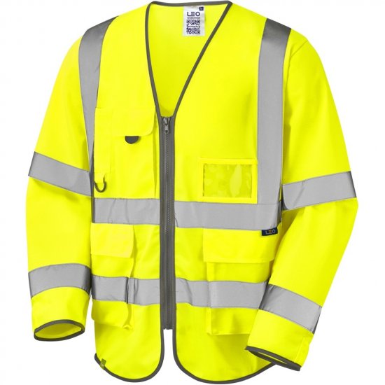 Leo Wrafton Ecoviz Superior Sleeved Waistcoat Hi-Vis Yellow - Arbetskläder - Arbetskläder i stora storlekar