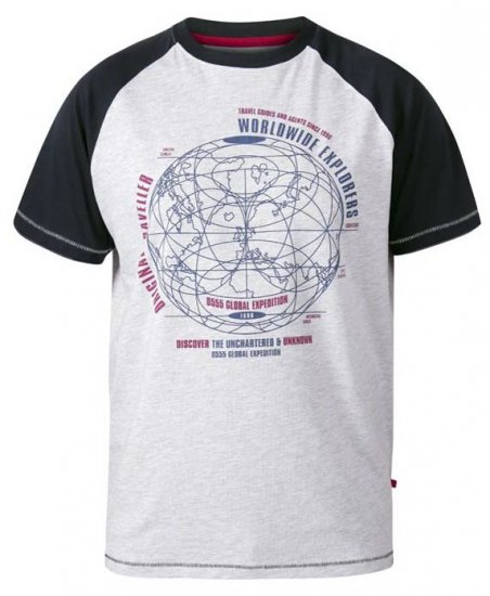 D555 Obama Worldwide Explorers T-Shirt Off White Marl - T-shirts - Stora T-shirts - 2XL-14XL