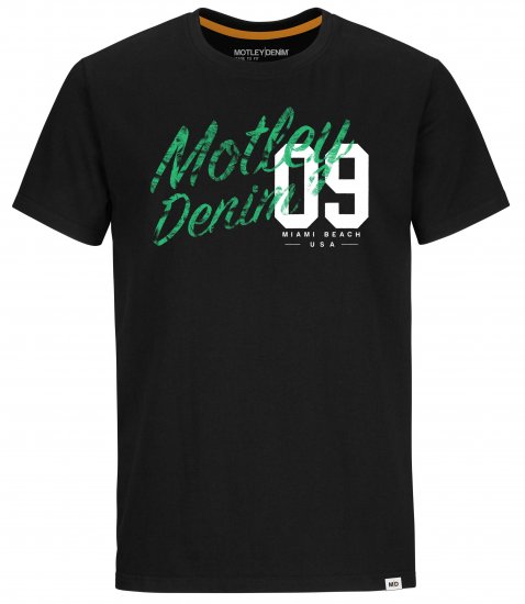Motley Denim Oxford T-Shirt Green on Black - T-shirts - Stora T-shirts - 2XL-14XL