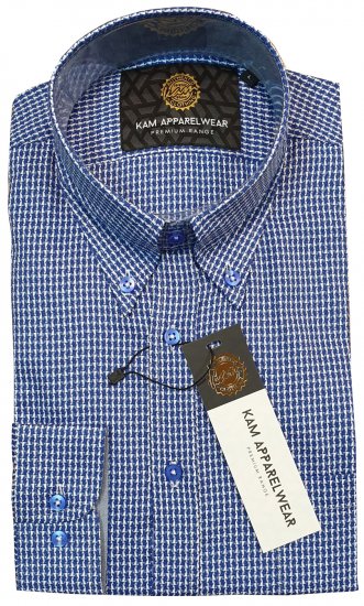 Kam Jeans P001 Long Sleeve Premium Shirt Blue - Skjortor - Stora skjortor - 2XL-8XL