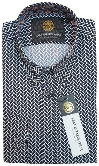 Kam Jeans 002 Long Sleeve Premium Shirt Navy - Skjortor - Stora skjortor - 2XL-8XL
