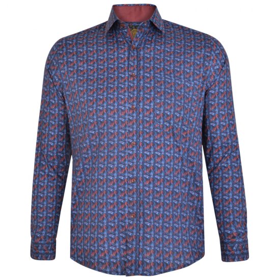 Kam Jeans P005 LS Digital Leaf Print Shirt - Skjortor - Stora skjortor - 2XL-8XL