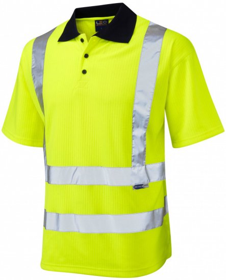 Leo Croyde Comfort Polo Shirt Hi-Vis Yellow - Arbetskläder - Arbetskläder i stora storlekar