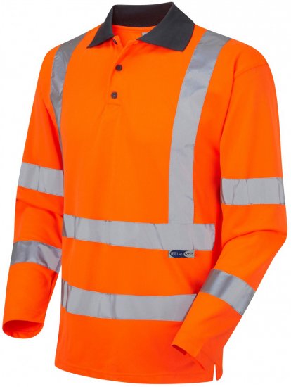 Leo Woolsery Coolviz L/S Polo Shirt Hi-Vis Orange - Arbetskläder - Arbetskläder i stora storlekar