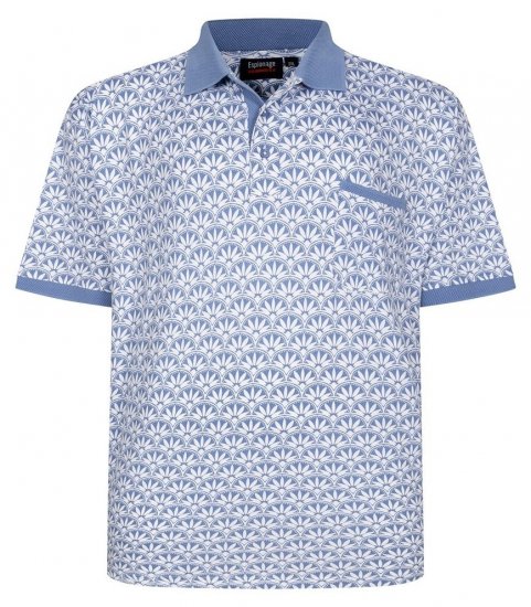Espionage P231 Pikétröja med geometriskt tryck blå/vit - Pikétröjor - Stora pikétröjor - 2XL-8XL