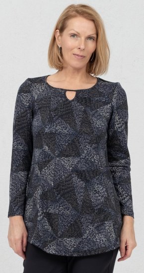 Scandinavian Caramel Triangles Tunic Dark Blue - Tryckta T-shirts för dam i stora storlekar - 