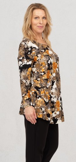 Scandinavian Caramel Flower Petals Tunic Orange and Brown - Tryckta T-shirts för dam i stora storlekar - 
