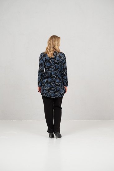 Scandinavian Caramel Swirls Tunic Blue - Tryckta T-shirts för dam i stora storlekar - 