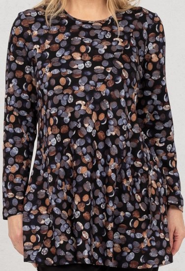Scandinavian Caramel Flower Petals Tunic Copper and Blue - Tryckta T-shirts för dam i stora storlekar - 