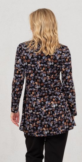 Scandinavian Caramel Flower Petals Tunic Copper and Blue - Tryckta T-shirts för dam i stora storlekar - 