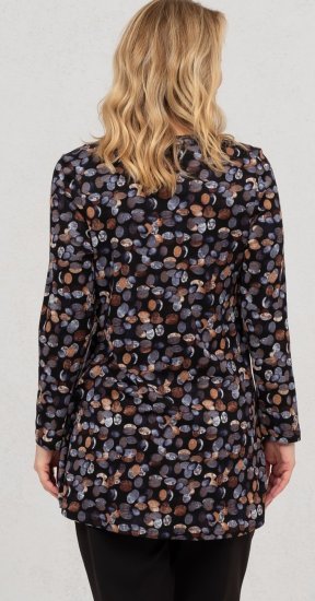 Scandinavian Caramel Flower Petals Tunic Copper and Blue - Tryckta T-shirts för dam i stora storlekar - 