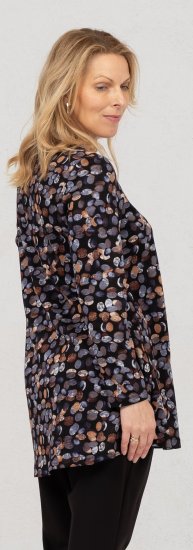 Scandinavian Caramel Flower Petals Tunic Copper and Blue - Tryckta T-shirts för dam i stora storlekar - 