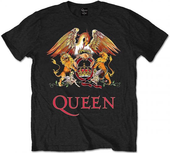 Queen Classic Crest T-shirt Black - T-shirts - Stora T-shirts - 2XL-14XL