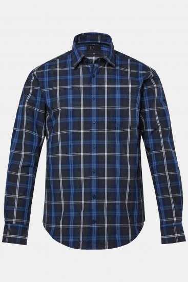 JP1880 Checked Shirt Long Sleeve Kent Collar Anthracite - Skjortor - Stora skjortor - 2XL-8XL