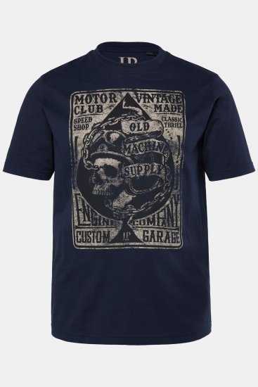 JP1880 T-Shirt Short Sleeve Skull Chest Print Navy - T-shirts - Stora T-shirts - 2XL-14XL