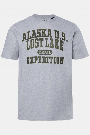 JP1880 T-shirt Short Sleeve Chest Print Grey Melange - T-shirts - Stora T-shirts - 2XL-14XL