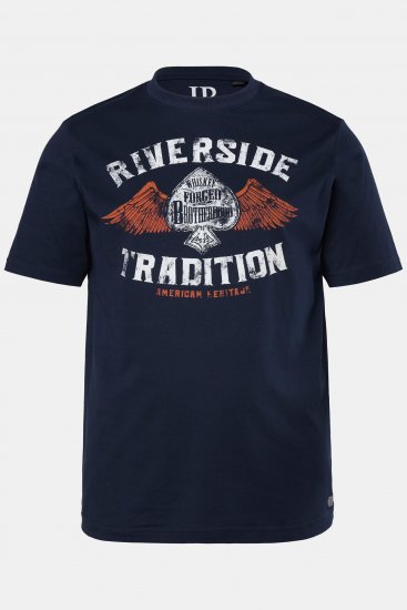 JP1880 T-Shirt Short Sleeve Chest Print Navy - T-shirts - Stora T-shirts - 2XL-14XL