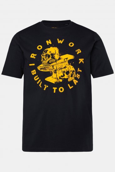 JP1880 T-Shirt Short Sleeve Chest Print Skulls Black - T-shirts - Stora T-shirts - 2XL-14XL