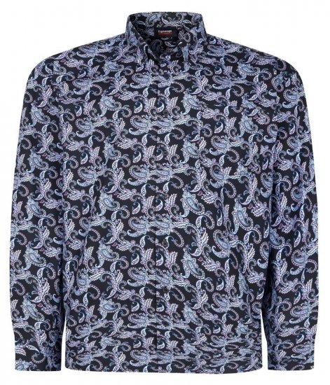 Espionage SH459 Paisley Långärmad skjorta mörkblå/print - Skjortor - Stora skjortor - 2XL-8XL