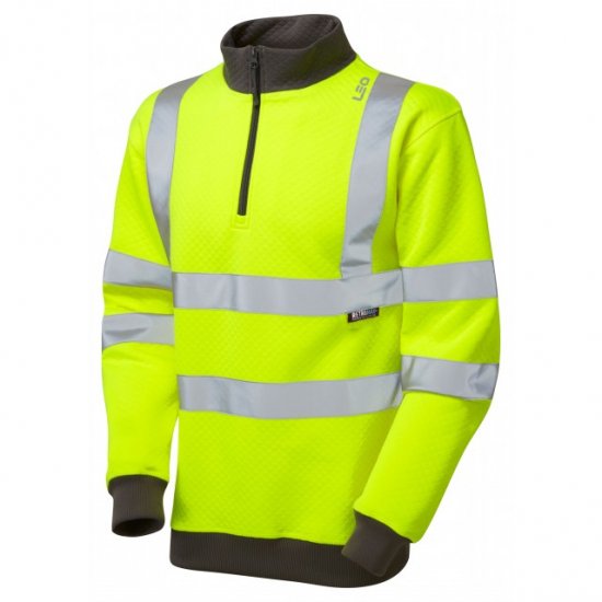 Leo Brynsworthy Ecoviz 1/4 Zip Sweatshirt Hi-Vis Yellow - Arbetskläder - Arbetskläder i stora storlekar