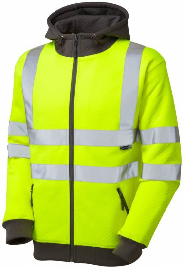 Leo Saunton Hooded Sweatshirt Hi-Vis Yellow - Arbetskläder - Arbetskläder i stora storlekar