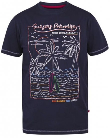D555 Stewart Surfer'S Paradise Crew Neck T-Shirt Navy - T-shirts - Stora T-shirts - 2XL-14XL