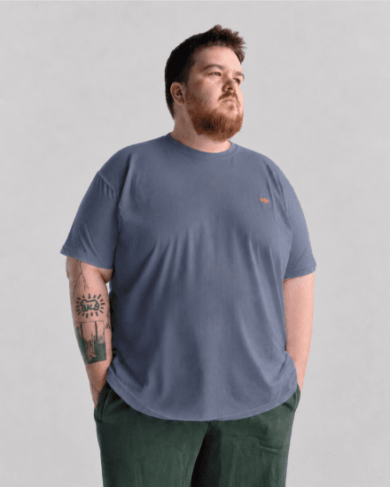 Motley Denim Stockholm T-shirt Light Indigo - T-shirts - Stora T-shirts - 2XL-14XL
