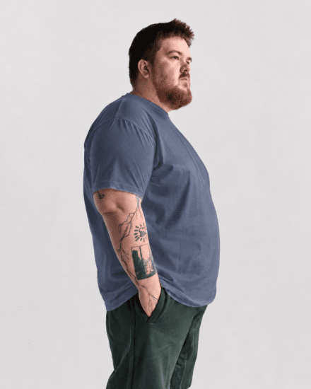 Motley Denim Stockholm T-shirt Light Indigo - T-shirts - Stora T-shirts - 2XL-14XL