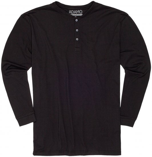 Adamo Sven Regular fit Serafino Long sleeve T-shirt Black - T-shirts - Stora T-shirts - 2XL-14XL