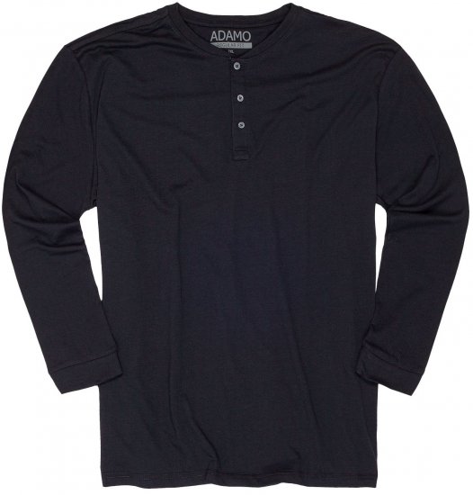 Adamo Sven Regular fit Serafino Long sleeve T-shirt Navy - T-shirts - Stora T-shirts - 2XL-14XL