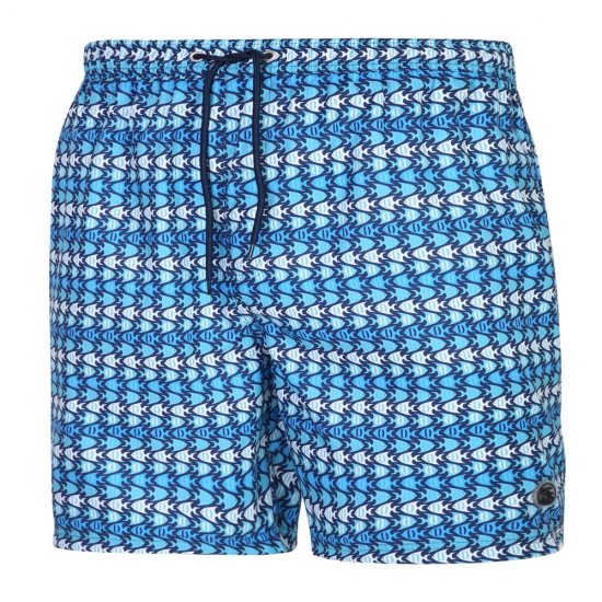 Espionage SW086 Badshorts med Fisktryck Blå - Badkläder - Badshorts för herrar i stora storlekar