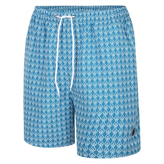 Espionage SW094 Badshorts med Geometriskt Tryck Blå - Badkläder - Badshorts för herrar i stora storlekar