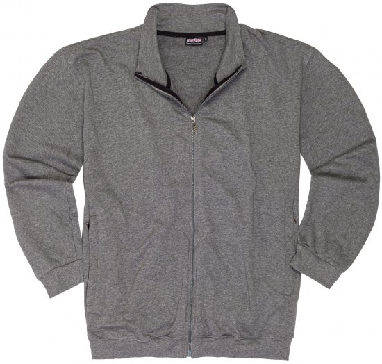 Adamo Athen Sweat Jacket with Full Zipper Grey - Tröjor & Hoodies - Stora hoodies - 2XL-8XL