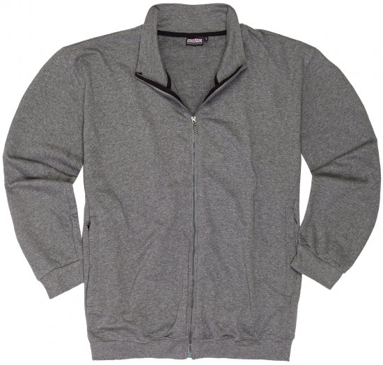 Adamo Athen Sweat Jacket with Full Zipper Grey - Tröjor & hoodies - Stora hoodies & tröjor - 2XL-14XL