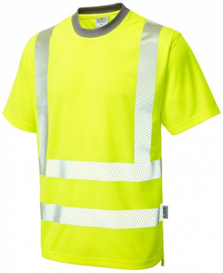 Leo Larkstone Coolviz Plus T-shirt Hi-Vis Yellow - Arbetskläder - Arbetskläder i stora storlekar
