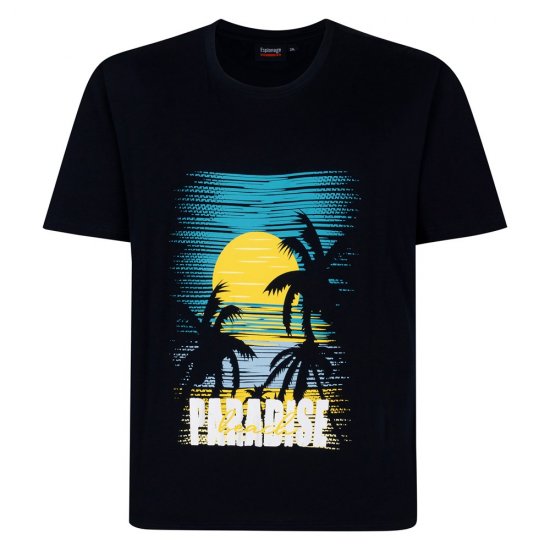 Espionage T448 paradise t-shirt med tryck marinblå - T-shirts - Stora T-shirts - 2XL-14XL
