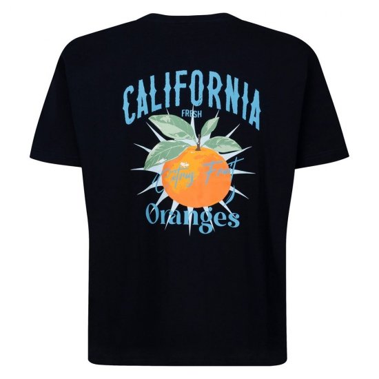 Espionage T449 California Oranges Tryckt T-shirt mörkblå - T-shirts - Stora T-shirts - 2XL-14XL