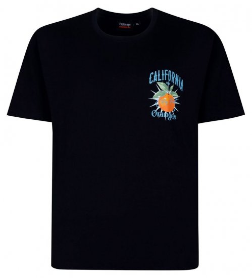 Espionage T449 California Oranges Tryckt T-shirt mörkblå - T-shirts - Stora T-shirts - 2XL-14XL
