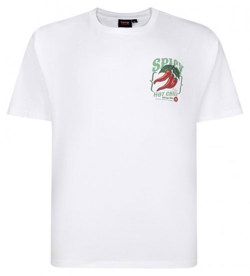 Espionage T457 Spicy Chilli Tryckt T-shirt vit - T-shirts - Stora T-shirts - 2XL-14XL