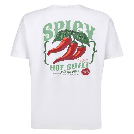 Espionage T457 Spicy Chilli Tryckt T-shirt vit - T-shirts - Stora T-shirts - 2XL-14XL