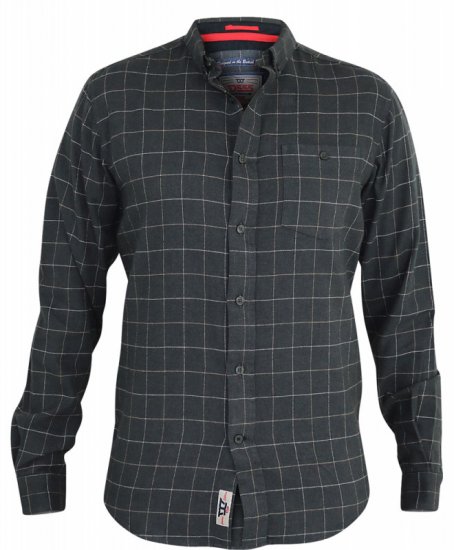 D555 Taylor Long Sleeve Shirt Charcoal - Skjortor - Stora skjortor - 2XL-8XL