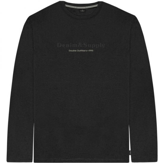Double Outfitters TS-9173 Long Sleeve T-Shirt Embossed Black - T-shirts - Stora T-shirts - 2XL-14XL