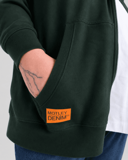 Motley Denim Copenhagen Hoodie Racing Green - Tröjor & hoodies - Stora hoodies & tröjor - 2XL-14XL