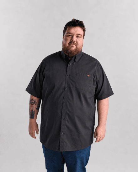 Motley Denim Zagreb Kortärmad Skjorta Mörkgrå - Skjortor - Stora skjortor - 2XL-8XL