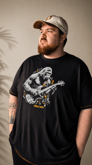 D555 Macfarlan T-shirt med Gorillatryck Svart - Alla kläder - Kläder stora storlekar herr